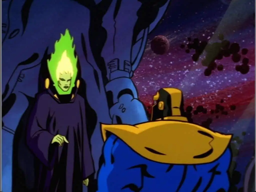 Lally Cadeau voice of Lady Chaos, Gary Krawford voice of Thanos – Silver Surfer Season 1, Episode 7 – Photo Credit: Marvel Entertainment/The Walt Disney Company