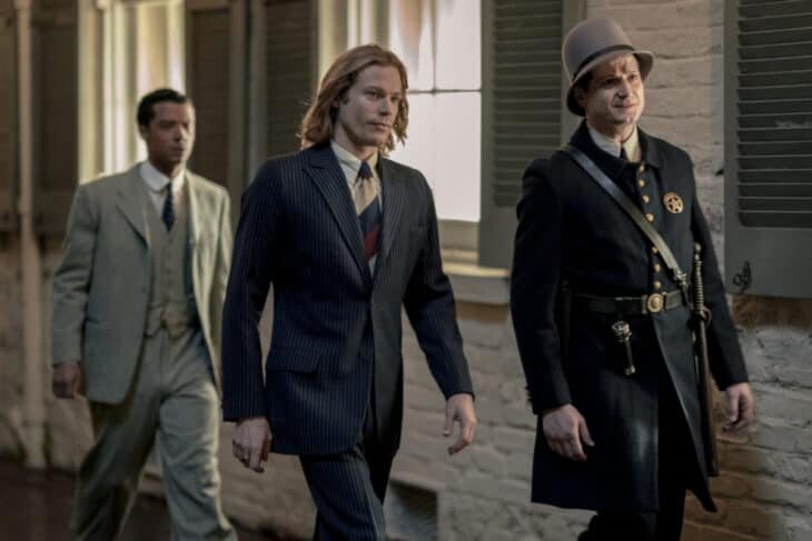 Sam Reid as Lestat De Lioncourt, Bryan Fenkart as Deputy Haversham and Jacob Anderson as Louis De Point Du Lac - Interview with the Vampire Season 1, Episode 5 - Photo Credit: Alfonso Bresciani/AMC