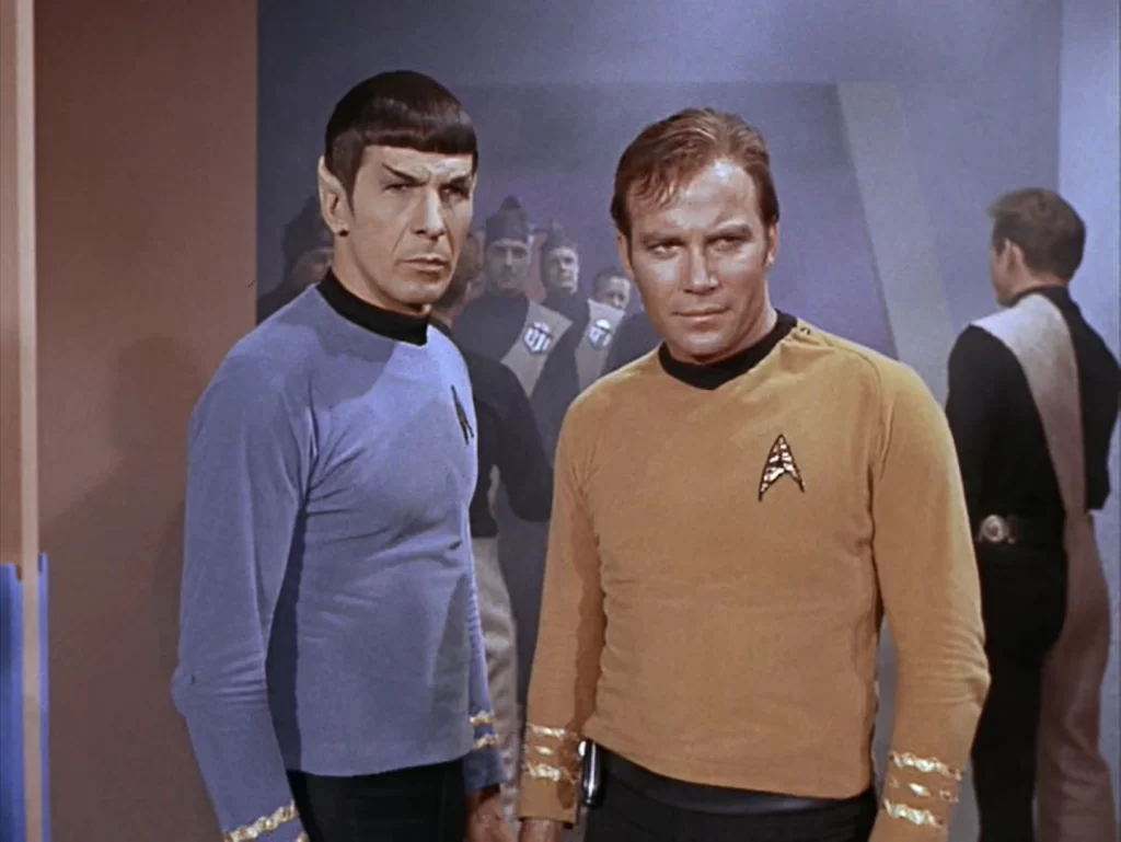 Captain Kirk and Commander Spock in "A Taste of Armageddon"