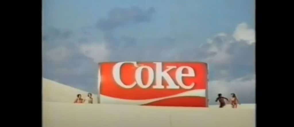 Old Coca-Cola Ad from 1983 - featuring Larger than Life Coke Cans