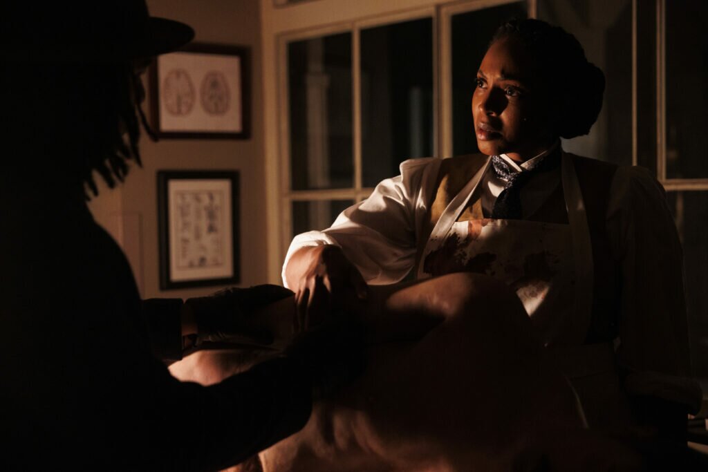 Lisa Berry as Dr. Melanda Israel in Slasher: Ripper (Season 5, Episode 1). Photo Credit: Cole Burston/Shudder